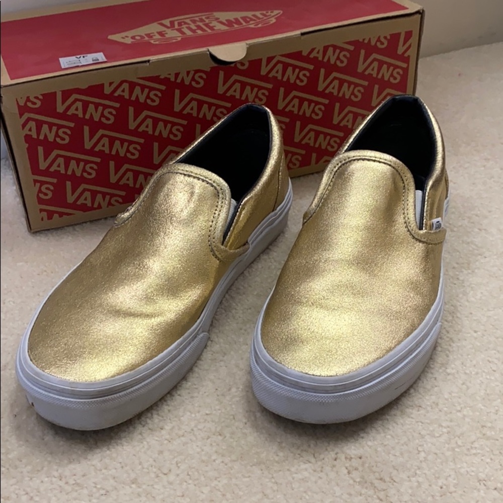 VANS Classic Slip-On Metallic Gold Leather shoes